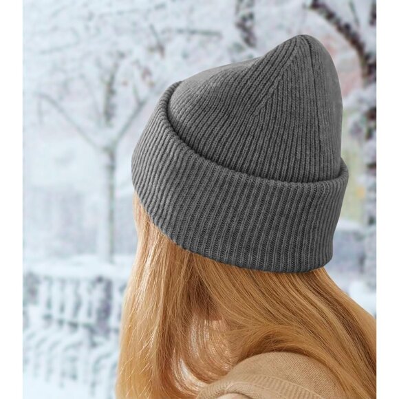 Men's Grey Comfortable Breathable Soft Beanie Knit Slouchy Winter Skull Hats - Picture 5 of 6